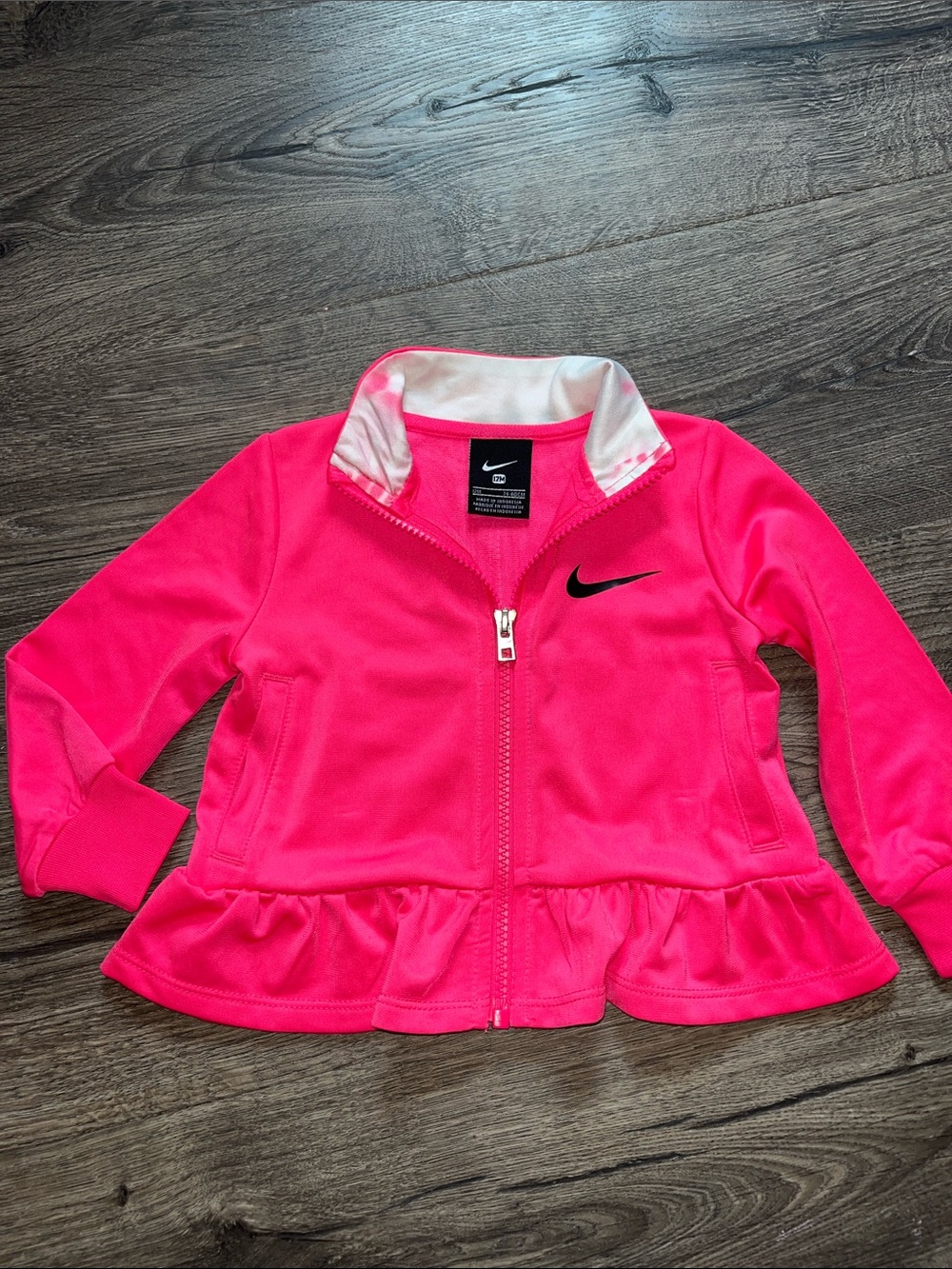 Nike Hot Pink Ruffle Hem Zip Jacket size 12mo